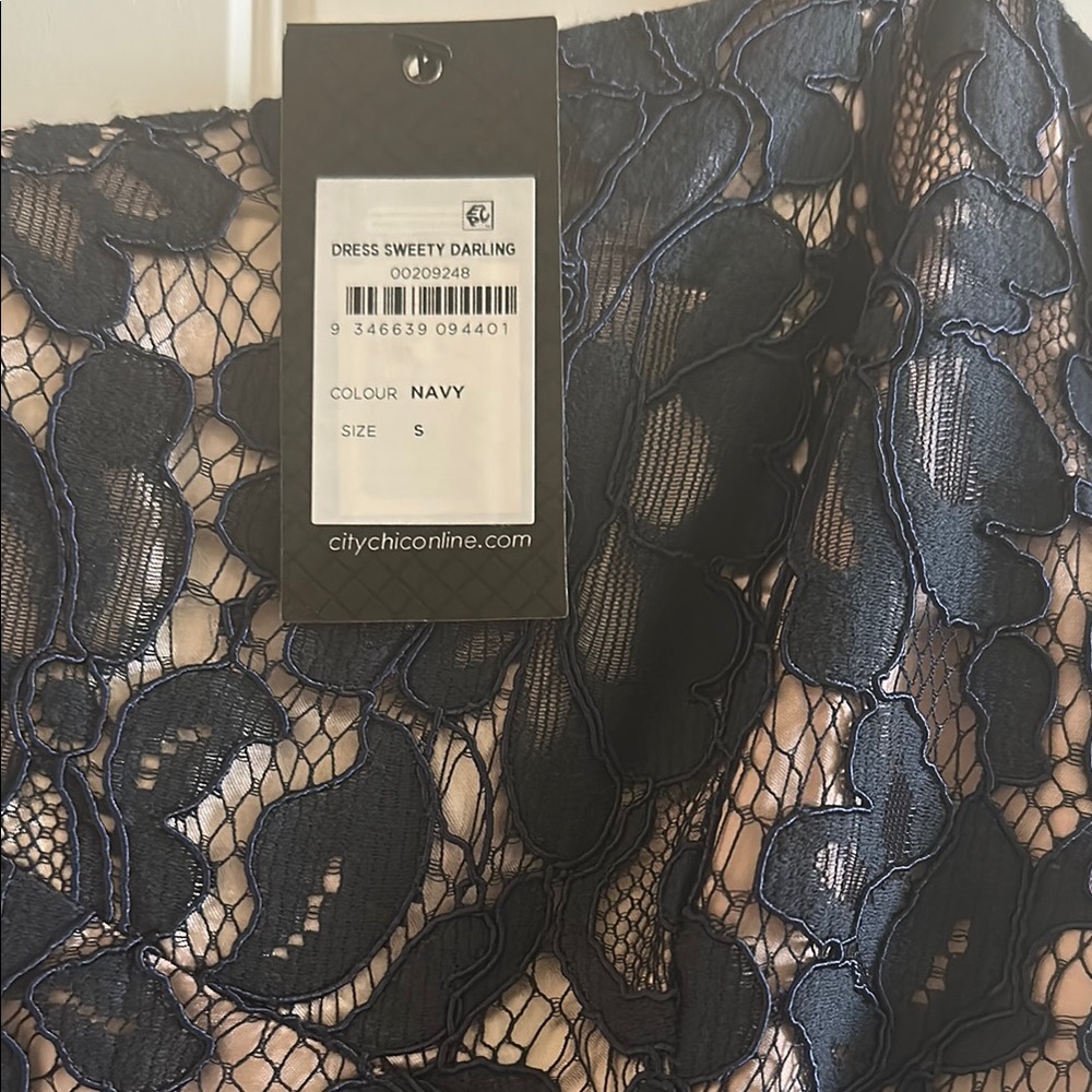 NWT City Chic Navy Lace Evening Dress 16W Midi Cocktail Formal Plus Size
